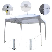 Outsunny 10' x 10' Easy Pop Up Canopy Gazebo Party Tent Shelter - White(m-4)
