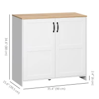 HOMCOM Kitchen Buffet Storage with 2 Doors and 2 Adjustable Shelves 90 x 39.5 x 88 cm White(m-3)