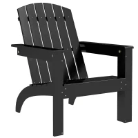 Outsunny Adirondack Chair Patio Muskoka Chair, Outdoor Poplar Wood Fire Pit Chair, Pre-Assembled Backrest Chaise Adirondack with High-back, Large Seat, for Deck, Garden, Black(m-11)