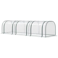 Outsunny 138"x39"x32" Transparent PVC Mini Tunnel Greenhouse Garden Green Grow Shed Portable Plant Flower Warm House Steel Frame Zipped Doors(m-11)