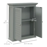 kleankin Over Toilet Storage Cabinet, Bathroom Wall Cabinet with Adjustable Shelf for Living Room and Entryway, Grey(m-3)