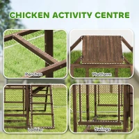 PawHut Chicken Activity Play Set with Multiple Chicken Perches, Swing, Ladder, Platform for 3-4 Chickens, Coffee(m-4)