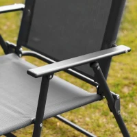 Outsunny 5 Pieces Patio Table and Chairs, Outdoor Dining Set with 4 Folding Chairs, Glass Tabletop and Parasol Hole, Black(m-9)