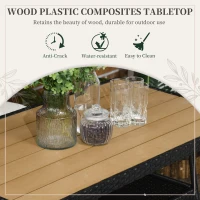 Outsunny 5 Pieces Wicker Patio Dining Set Outdoor Furniture Set with Removable Cushions, WPC Top Dining Table, PE Rattan Conversation Set for Garden Poolside Backyard, Cream White(m-5)