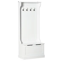HOMCOM Hall Tree with Coat Rack, Storage, and Sitting Bench, White(m-1)