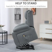HOMCOM Lift Chair for Seniors, PU Leather Upholstered Electric Recliner Chair with Remote, Side Pockets, Quick Assembly, Grey(m-4)