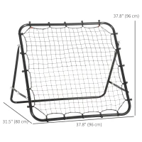 HOMCOM Volleyball Rebounder Net Football Training Aid Kickback Target Play Black(m-3)