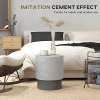 HOMCOM Lightweight Accent Table with Concrete Finish, Round Side Table with 4 Adjustable Feet for Indoor, Outdoor(m-4)