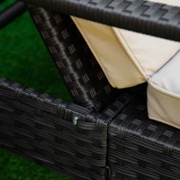 Outsunny Wicker Chaise Lounge, 4 Position Adjustable Backrest and Cushions Outdoor Lounge Chair PE Rattan Sun Lounger for Poolside, Balcony or Garden, Beige(m-8)