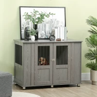 PawHut Dog Crate Furniture, Wooden End Table Furniture with Lockable Magnetic Doors, Extra Large Size Pet Kennel Ind(m-10)