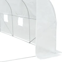 Outsunny 11.5' x 10' x 6.5' Outdoor Walk-in Greenhouse, Tunnel Green House with Roll-up Windows, Zippered Door, PE Cover, Heavy Duty Steel Frame, White(m-8)