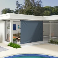Outsunny 11.5' x 10' Manual Retractable Patio Awning, Outdoor Privacy Screen with UPF30+ & Water-Resistant Fabric, Dark Grey(m-8)