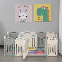 Qaba 14-Piece Indoor Safety Children Baby Playpen with Game Piece, Opening Gate & Flexible Design for Peace of Mind(m-10)
