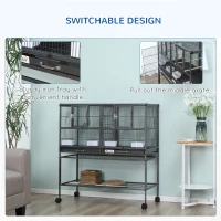 PawHut Large Double Rolling Metal Bird Cage Bird House w/ Removable Tray Storage Shelf(m-7)
