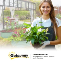 Outsunny 7' x 3' x 1' Raised Garden Bed Set, 2PCS Raised Beds for Gardening with Metal Plant Stakes, Green(m-9)