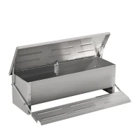 PawHut Automatic Chicken Feeder, 22.5 lbs Capacity Poultry Feeder with Self Opening Treadle, Weather Resistant Lid, for 6 Chickens, Silver(m-2)