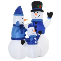 HOMCOM 1.2M Tall Large LED Lighted Christmas Inflatable Snowmen Family Outdoor Indoor Holiday Decorations(m-11)