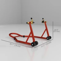 HOMCOM Motorcycle Rear Wheel Stand, Universal Motorcycle Lift with Adjustable U + L Swingarm Spool, Red(m-3)
