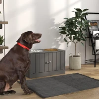 PawHut Elevated Dog Bowls with Storage Cabinet Containing Large 44L Capacity, Gray(m-10)