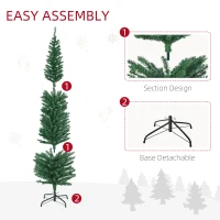 HOMCOM 6' Artificial Pencil Christmas Trees Holiday Decoration with Colorful LED Lights, Steel Base, Skinny Shape(m-8)