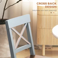 HOMCOM Farmhouse Wooden Dining Chairs Set of 2 with Cross Back, Grey(m-5)