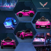 Qaba 12V Kids Electric Car Corvette Licensed w/ Remote Control, Suspension System, Music, Headlight, Slow Start, Pink(m-10)