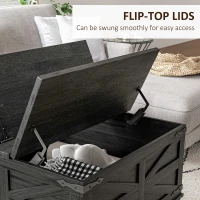 HOMCOM Farmhouse Coffee Table, Square Center Table with Flip-top Lids, Hidden Storage Compartment, Distressed Black(m-5)