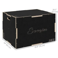 Soozier 30/24/20 In Wooden Plyometric Jump Box with Handle Openings for Home Gym Workout Training(m-3)