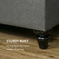 HOMCOM Modern 3-Seater Sofa for Bedroom, 71" Linen Fabric Couch with Slatted Frame and Rubber Wood Legs - Dark Gray(m-5)