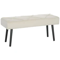 HOMCOM 39 Inches Upholstered Bedroom Bench, Modern End of Bed Bench with Steel Legs, Cream White(m-11)