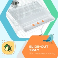 PawHut Play Open Top Bird Cage 60" Parrot Cage for Cockatiel, Sun Conure with Rolling Stand, Removable Tray, Perches, Storage Shelf White, 20.1" x 20.1"(m-5)