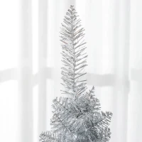 HOMCOM 5ft Unlit Pencil Artificial Christmas Tree with Realistic Branches and 294 Tips, Plastic Base, Silver(m-8)