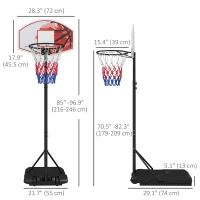 Soozier Outdoor Basketball Hoop, 6-7FT Adjustable Basketball Goal with 28.3" Backboard, Wheels and Fillable Base(m-3)