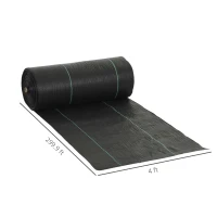 Outsunny 4FT x 300FT Weed Barrier Landscape Fabric, 5oz Heavy Duty Woven Weed Control Fabric for Landscaping(m-3)