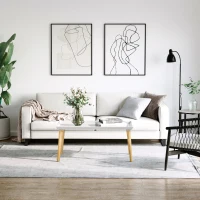 HOMCOM Coffee Table with Tray Top, Nordic Center Table with Pine Wood Legs, Rectangle Coffee Tables for Living Room, White(m-10)