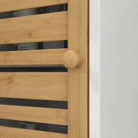 HOMCOM Tall Bathroom Cabinet with Bamboo Doors, Bathroom Storage Cabinet with Adjustable Shelves and Open Compartments, White(m-9)