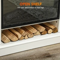 HOMCOM 46" Electric Fireplace with Mantel and Shelf, 1400W Fireplace Heater with Realistic Log and Flame Effect, White(m-5)