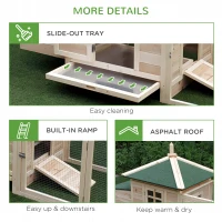 PawHut 77" Wooden Chicken Coop with Nesting Box, Cute Outdoor Hen House with Removable Tray, Ramp Run, for Garden Backyard, Natural(m-7)
