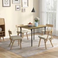 HOMCOM Drop Leaf Folding Dining Table for Small Space, Extendable Kitchen Table for 2 to 4 People, Natural Wood(m-1)
