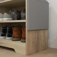 HOMCOM Upholstered Shoe Storage Bench w/ Seat, Entrance Bench w/ Drawer Open Shelves and Pocket for Hallway, Grey(m-10)