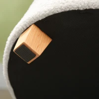 HOMCOM 18" Round Ottoman with Storage, Teddy Fleece Button Tufted Foot Stool with Lid, Wood Legs for Living Room Hallway, White(m-9)