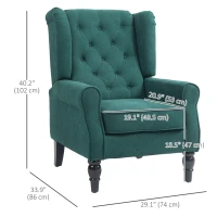 HOMCOM Fabric Accent Chair, Button Tufted Armchair, Armchair with Wood Legs, Thick Padding for Bedroom Dark Green(m-3)