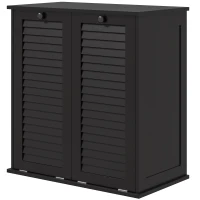 HOMCOM Tilt Out Laundry Cabinet, Laundry Basket Cabinet with 2 Baskets and 2 Louvered Doors, Black(m-2)