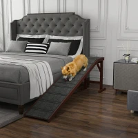 PawHut Dog Ramp for Bed, Pet Ramp for Dogs with Non-Slip Carpet and Top Platform, 74" x 16" x 25", Brown(m-10)