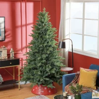HOMCOM 7 Ft Artificial Christmas Tree with Foldable Metal Stand, Easy Assembly, Hinged Xmas Tree for Home Office Holiday(m-2)