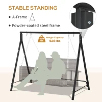 Outsunny Metal Porch Swing Stand, Heavy Duty Swing Frame, Hanging Chair Stand Only, 528 LBS Weight Capacity, for Backyard, Patio, Lawn, Playground, Black(m-6)