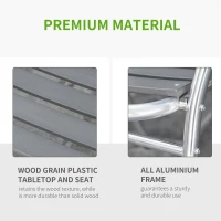 Outsunny 3-Piece Outdoor Patio Bistro Table Set with Aluminum Frame, Woodgrain-Style Tabletop & Draining Slat Design(m-5)