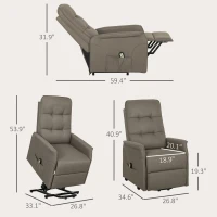 HOMCOM Power Lift Chair for Elderly, Fabric Recliner Sofa with Remote Control, Side Pockets, Quick Assembly, Coffee(m-3)