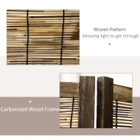 HOMCOM Hand Woven Room Divider, 4 Panel Folding Privacy Screen, Indoor Reed Partition Wall, 63"x67"x0.75", Brown(m-4)