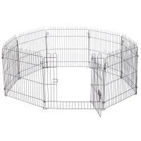 PawHut 24inch 8-Panel Dog Playpen Octagon Pet Exercise Playpen Crate Foldable Dog Cage Pen Puppy Kennel, Black(m-11)